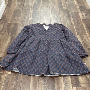Elegant Navy and Rust Patterned Dress